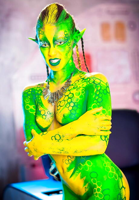 Excellent french milf Tiffany Doll in cosplay outfit exposing her butt and spreading her legs 